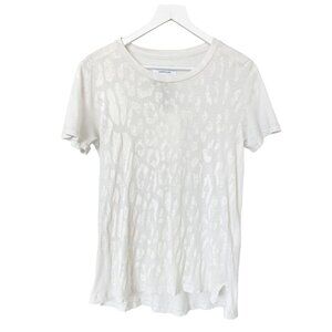Current Elliott Vintage White Leopard Print Distressed Tee